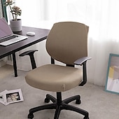ieftine Husă scaun de birou-husă scaun de birou pentru computer burgundă elastică, rotativă, pentru scaun pentru jocuri, elastic, jacquard, negru, uni, culoare solidă, moale, durabil, lavabil