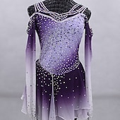 economico Abiti da Pattinaggio Artistico-Vestito da pattinaggio artistico Per donna Da ragazza Pattinaggio sul ghiaccio Vestiti Completi Grigio Croce posteriore Retato Elastene Elevata elasticità Addestramento Competizione Vestiti da
