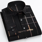 ieftine Cămăși de rochie pentru bărbați-Bărbați Cămașă de Costum Cămașă fără călcat Nuntă Muncă Negru / Roșu Negru / Gri Negru Alb Manșon Lung Pătrat Vară Îmbrăcăminte Imprimeu