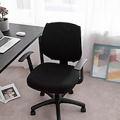 ieftine Husă scaun de birou-husă scaun de birou pentru computer burgundă elastică, rotativă, pentru scaun pentru jocuri, elastic, jacquard, negru, uni, culoare solidă, moale, durabil, lavabil