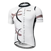 abordables Maillots pour hommes-Homme Maillot Velo Cyclisme Manche Courte Cyclisme Maillot Top avec 3 poches arrière VTT Vélo tout terrain Vélo Route Respirable Séchage rapide Résistant aux ultraviolets Zip frontal Blanche Jaune