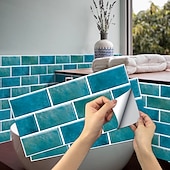 voordelige Tegelstickers-15x30cm 6 stks tegels muurstickers tegel verf backsplash verwijderbare waterdichte zelfklevende stickers woondecoratie woonkamer keuken badkamer decor (zwart, zelfklevende decoratieve muursticker