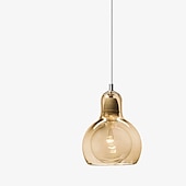abordables Suspension-LED pendentif lumière personnalité simple grande ampoule lustre restaurant créatif barre lumineuse chambre lustre en verre à tête unique
