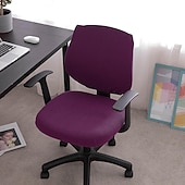 ieftine Husă scaun de birou-husă scaun de birou pentru computer burgundă elastică, rotativă, pentru scaun pentru jocuri, elastic, jacquard, negru, uni, culoare solidă, moale, durabil, lavabil