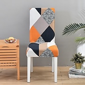 abordables Couverture de chaise de salle à manger-Housse de chaise de cuisine extensible housse de siège de chaise élastique pour salle à manger fête d&#039;hôtel douce durable lavable