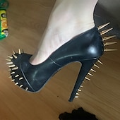 economico Tacchi a Piattaforma-tacchi alti neri a spillo da donna - décolleté con plateau borchiate punk rock per clubwear e feste