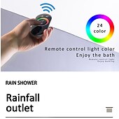 cheap Luxury Ceiling Shower-500*360 Chrome/3- Color LED Bathroom Faucets Rain Mixer Complete with Stainless Steel Rainfall Shower Head Ceiling Mounted Color Change By Water Temperature, Hydor Power, No Battery Needed