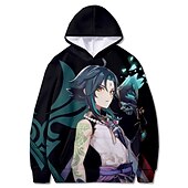 cheap Cartoon &amp; Movie Character Graphic-Genshin Impact Xiao Anime Cartoon Manga Anime 3D Harajuku Graphic For Couple&#039;s Men&#039;s Women&#039;s Adults&#039; Back To School 3D Print