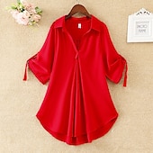 abordables Hauts Unis pour Femmes-chemisier femme streetwear décontracté couleur unie demi manches hauts réguliers col de chemise travail quotidien week-end noir blanc jaune rouge printemps automne