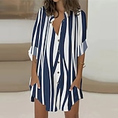 preiswerte Blusenkleider-Damen blusenkleid Casual kleid Minikleid winterkleider damen Täglich Festtage Polyester Brautkleider schlicht Hemdkragen Taste Tasche Langarm Sommer Frühling Herbst 2022 Lockere Passform Weiß Rosa