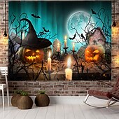 halpa halloween seinävaatteita-halloween koristeet kuvakudos jack o lyhty kurpitsa sisustus seinä taide suuri riippuva kuvakudos seinämaalaus sisustus valokuva tausta peitto verho koti makuuhuone olohuone lepakko kummitus talo