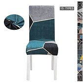 abordables Couverture de chaise de salle à manger-Housse de chaise de cuisine extensible housse de siège de chaise élastique pour salle à manger fête d&#039;hôtel douce durable lavable