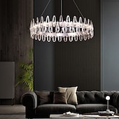 baratos Candeeiros de Lustre-luminária led pendente 60 cm lanterna desgin lustre aço inoxidável galvanizado moderno 220-240v