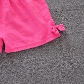 cheap Sets-Girls&#039; 3D Cartoon Bow T-shirt &amp; Shorts Short Sleeve Chic &amp; Modern Basic Casual Kid&#039;s