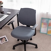 ieftine Husă scaun de birou-husă scaun de birou pentru computer burgundă elastică, rotativă, pentru scaun pentru jocuri, elastic, jacquard, negru, uni, culoare solidă, moale, durabil, lavabil
