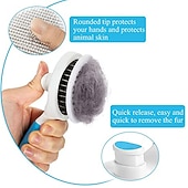 tanie Artykuły do pielęgnacji psów-szczotka dla kota, samoczyszcząca szczotka wygładzająca do zrzucania i pielęgnacji usuwa luźny podszerstek, maty i splątaną sierść grzebień dla kotów szczotka dla psów masaż samoczyszczący