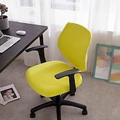 ieftine Husă scaun de birou-husă scaun de birou pentru computer burgundă elastică, rotativă, pentru scaun pentru jocuri, elastic, jacquard, negru, uni, culoare solidă, moale, durabil, lavabil