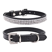 economico Collari, pettorine e guinzagli per cani-collare per cani regolabile / retrattile con strass in pelle pu viola rosso blu rosa nero per cane da ragazza