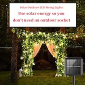 cheap Solar String Lights-Elegant Wedding Party Reception 2M Solar LED String Lights with Ivy Leaves - Warm White, 8 Modes IP65 Waterproof Outdoor Hanging Lights for Yard, Fence, Wall, Home Decor