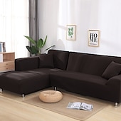 abordables Housse de canapé-housse de canapé extensible bordeaux housse élastique canapé sectionnel fauteuil causeuse 4 ou 4 ou 3 places forme L gris solide doux durable lavable