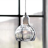 abordables Suspension-LED pendentif lumière personnalité simple grande ampoule lustre restaurant créatif barre lumineuse chambre lustre en verre à tête unique