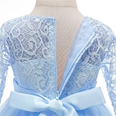 cheap Flower Girl's Dresses-Kids Girls' Flower Girl Dress Dress Half Sleeve Wedding Party Lace up Mesh Elegant Vintage Maxi Swing Dress A Line Dress Spring Fall 3-12 Years White Light Green Pink