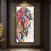 abordables Pinturas de animales-pintura al óleo hecha a mano pintada a mano arte de la pared mintura moderno abstracto caballo animal decoración del hogar decoración lienzo enrollado sin marco sin estirar