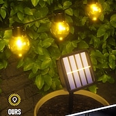 cheap Solar String Lights-Solar Outdoor Waterproof LED String Lights 5M 3.5M G50 Retro Bulb Patio lights Christmas Dorm Party Lights Street Garden Wedding Decorative