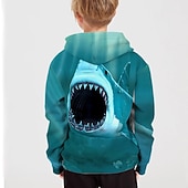 cheap Boy's 3D Animals-Boys 3D Shark Hoodie Long Sleeve 3D Print Spring Fall Active Polyester Kids 4-12 Years Dailywear Casual Regular Fit