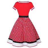 economico Outfit-Completo anni '50 vestito svasato cintura 7 pezzi set di accessori anni '50 abito altalena vintage retrò costume cosplay da donna festa appuntamento festival