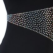 preiswerte Kleidung für lateinamerikanische Tänze-Tanz-Salsa-Latin-Tanzkleid mit Kristallen/Strasssteinen, Damen-Training, ärmellos, hoher Spandex-Organza