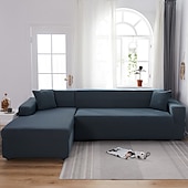 billiga Sofföverdrag-stretch sofföverdrag överdrag vinröd elastisk sektionssoffa fåtölj loveseat 4- eller 4- eller 3-sits L-form grå blå vanlig solid mjuk slitstark tvättbar