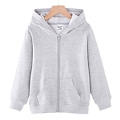 billiga Pojkars utomhusjackor-Barn Unisex Jakke Kappa Ytterkläder Slät Långärmad Ficka Täcka Gata Bomull Aktiv Grundläggande Svart Rodnande Rosa Gul Vinter Höst 3-13 år