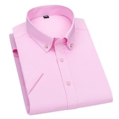economico Camicie Button Down da uomo-Per uomo Camicie Camicia abbottonata Resistente alle rughe Camicia con colletto Stampe astratte Matrimonio Ufficio Nero Bianco Rosa Blu marino Manica corta Squadrata Per tutte le stagioni