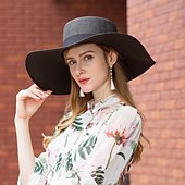 cheap Party Hats-Hats Polyester Straw Hat Sun Hat Casual Holiday Simple With Bowknot Headpiece Headwear