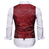 levne Gilety-Pánské Kamizelka Vesta Formální Svatební Párty Podium Chytré příležitostné Polyester Geometrický Do V Běžný Černá Bílá Žlutá Rubínově červená Vesta
