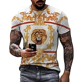 cheap Vintage T shirts-Men&#039;s Graphic Lion Shirt T shirt Tee Funny T Shirts Short Sleeve T shirt 3D Print Crew Neck Shirt Vintage Designer Basic Casual Daily Weekend Black White Green Summer Clothing Apparel Plus Size S M L