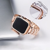 economico Cinturini per Apple Watch-Cinturino per orologio  per Apple Watch 38mm 40mm 41mm 42mm 44mm 45mm 49mm iwatch Series Ultra 8 7 6 SE 5 4 3 2 1 Acciaio inossidabile Con diamantini Sostituzione Cinghia con caso Diamante Bling