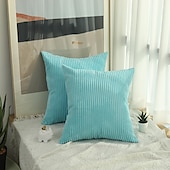 preiswerte Kissen-Trends-Dekorative Wurfkissen, 1 Stück, schlichter Cord-Kissenbezug, einfacher Maisstreifen-Kissenbezug, reine Farbe, Plüschkissen, mehrfarbig, Sofa-Umarmungskissenbezug, rosa, blau, salbeigrün, lila, gelb
