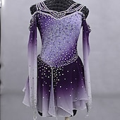 economico Abiti da Pattinaggio Artistico-Vestito da pattinaggio artistico Per donna Da ragazza Pattinaggio sul ghiaccio Vestiti Completi Grigio Croce posteriore Retato Elastene Elevata elasticità Addestramento Competizione Vestiti da