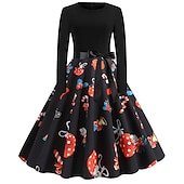 abordables Robe de fête de Noël-père Noël Robe de Noël Robe De Noël Fantaisie Femme Noël Nouvel an la veille de Noël 1950s Noël Adulte Soirée Noël Réveillon du nouvel an Robe