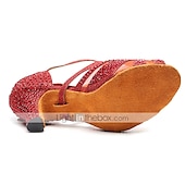 abordables Chaussures de danses latines-chaussures de danse à strass argentées pour femmes avec lanières croisées - talons ouverts pour salle de bal et latine