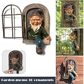 halpa puutarhaveistoksia ja patsaita-mini puutarha käsityöt koristelu gnome jättää ikkunan oikukas puu veistos puutarhan koristelu puutarha gnome ulkokoriste