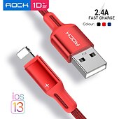 זול כבלי טלפון סלולרי-מטען לאייפון 3.3ft 6.6ft rock lightning כבל טעינה לאייפון 2.4a כבל usb קלוע ניילון טעינה מהירה תואם לאייפון 14 pro max 13 pro 12 11 xs max 8 plus 7