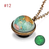 cheap Necklaces &amp; pendants-farjing planet necklace, glow in the dark galaxy system double sided glass dome planet necklace pendant jewelry gift