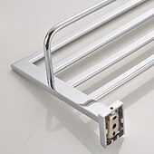 economico Mensole per il bagno-portasciugamani multifunzione portasciugamani pieghevole moderno mensola da bagno in ottone massiccio con ganci a parete argentato