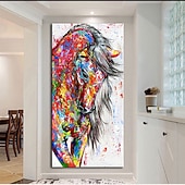 abordables Pinturas de animales-pintura al óleo hecha a mano pintada a mano arte de la pared mintura moderno abstracto caballo animal decoración del hogar decoración lienzo enrollado sin marco sin estirar