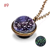cheap Necklaces &amp; pendants-farjing planet necklace, glow in the dark galaxy system double sided glass dome planet necklace pendant jewelry gift