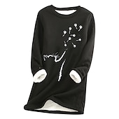 ieftine Hanorace căptușite cu fleece-Pentru femei Mărime Plus Hanorac pulover Cămăși din lână Pisica Cald Activ Plover Manșon Lung Rotund Crewneck Topuri obișnuite Stradă Casual Negru Galben Roz Îmbujorat Roșu-aprins Albastru piscină
