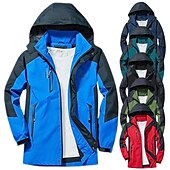 baratos Casacos Leves, Polares &amp; Caminhada-Homens Casaco com capuz Jaqueta Caminhada Softshell Quebra-Vento de Trilha Verão Ao ar livre Retalhos Prova-de-Água A Prova de Vento Secagem Rápida Leve Jaqueta Blusas Zíper Visível de Comprimento